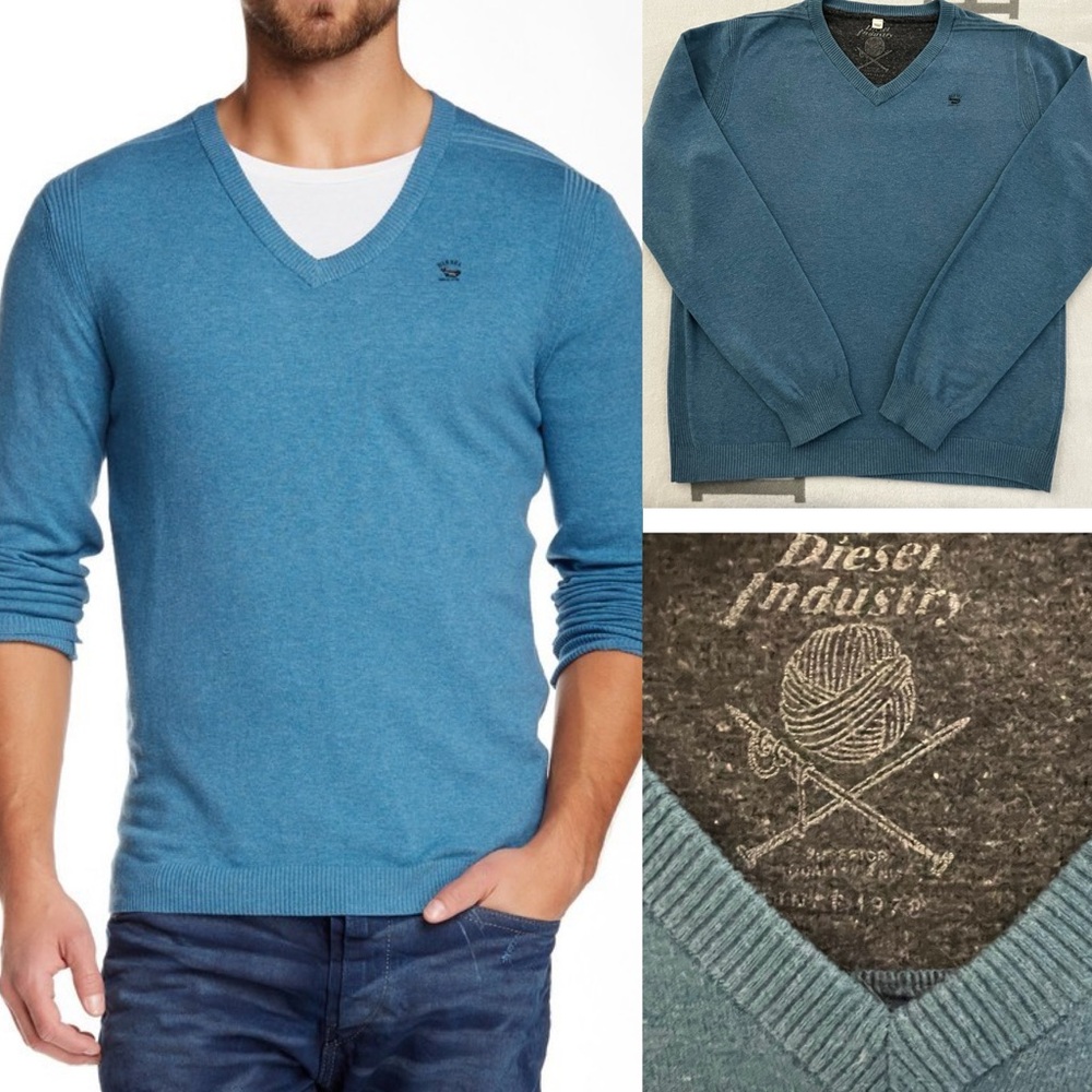 Diesel V-Neck Cotton Sweater - Size M